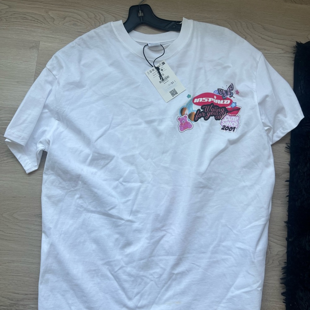 Inspire White Short Sleeve Tee with Graphic Design
